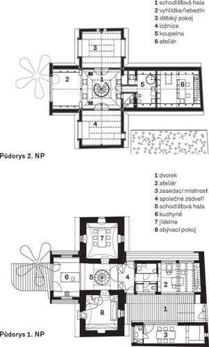 Půdorys 1. NP a 2. NP.