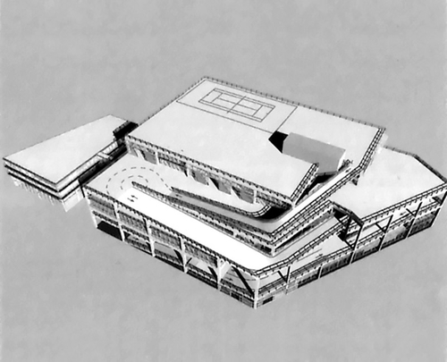 Axonometrie soutěžního návrhu odevzdaného ateliérem Lacaton & Vassal; zdroj: archiv autora.