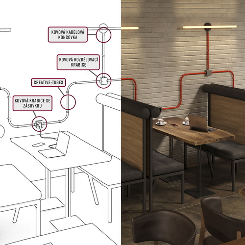 Systém doplňků umožňuje řešit trasu od rozvodné skříně až po žárovku.