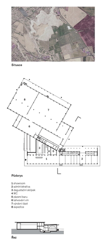 Situace, půdorys a řez.