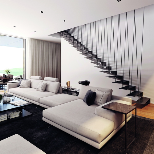 Třmenové schodiště SPIRIT s atypickým zábradlím; zdroj: JAP FUTURE.