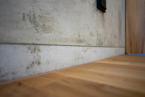 Soklová lišta Linus může zcela splynout se zdí díky vkladce s betonovou stěrkou, která je zcela shodná s povrchem zdi.