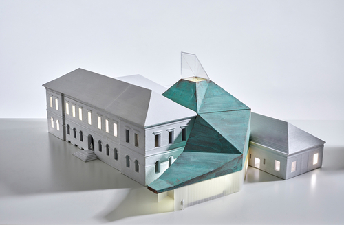 Pracovní model přístavby muzea; zdroj: Marcela Steinbachová & Skupina.