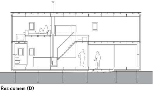 Section through house (D).