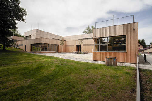 Mateřská škola Kvítka ve Fulneku, soutěž 2014, dokončení 2024; foto: Ondřej Tylčer.