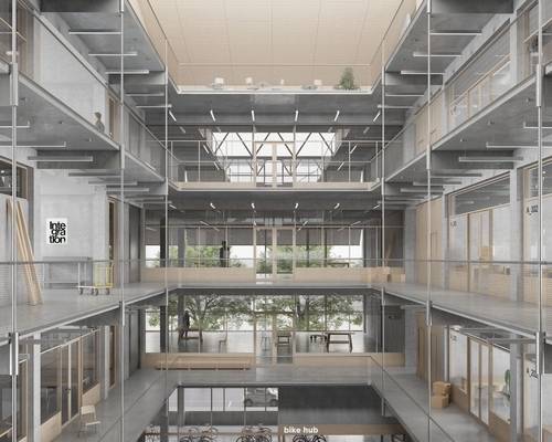Vítězný projekt Justýny Kaislerové: MOL Smíchov – Transformace čerpacích stanic na hybridní městské domy v Productive City; zdroj: Diplom.ky.
