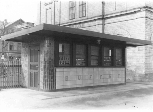 Nádraží Lužná 1932, kiosek; zdroj: RAKO