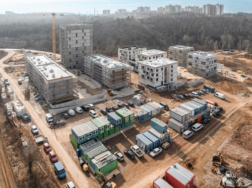 První etapa rezidenčního projektu Čtvrť Pod Hády v Brně nabídne 167 bytů a téměř 200 podzemních parkovacích míst; zdroj: Xella